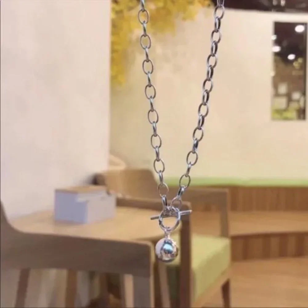 TOGGLE 925 STERLING SILVER LINK NECKLACE, NICE NECKLACE, CUTE NECKLACE - Picture 7 of 7